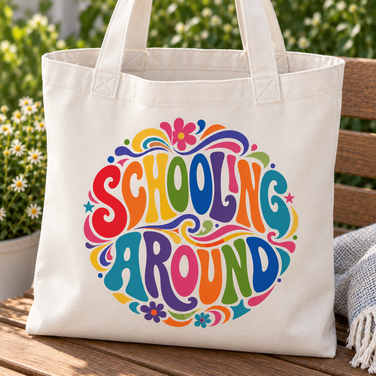 Natural cream Schooling Around tote bag